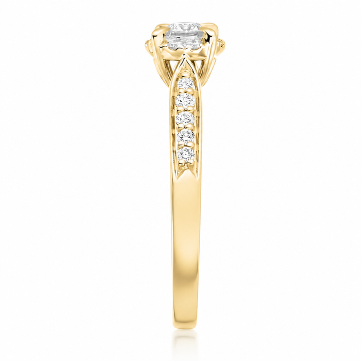 anillo de compromiso con halo - Oro y Platino