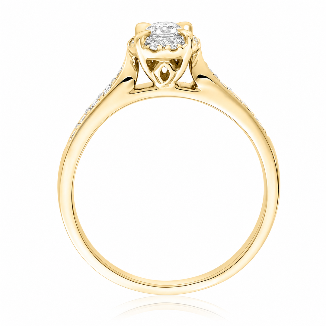 anillo de compromiso con halo - Oro y Platino