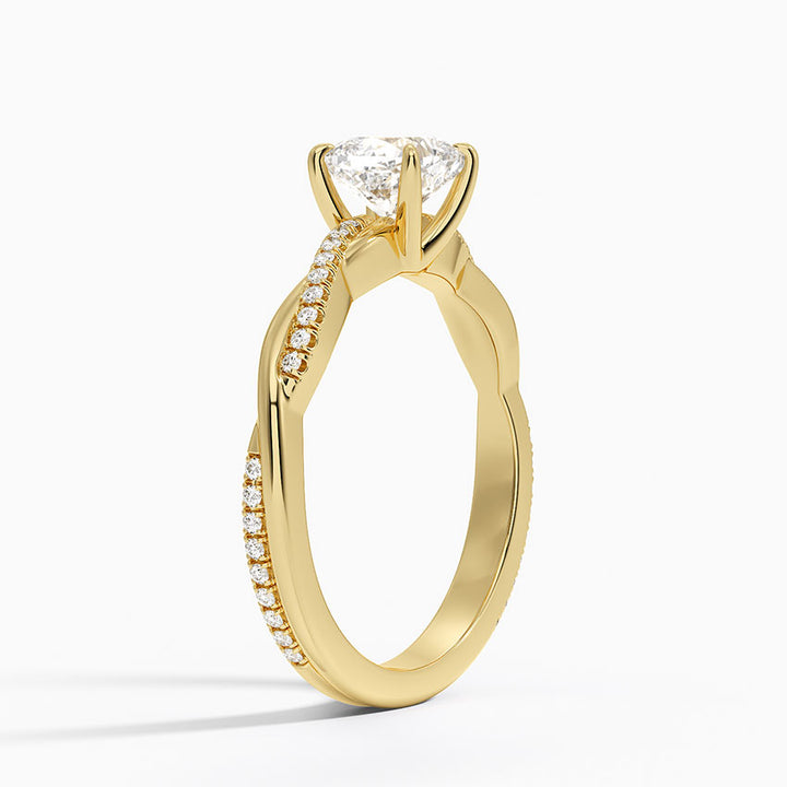 anillo de compromiso estilo trenzado (1,0 + 0,12 ct) Personalizado - Cushion Cut