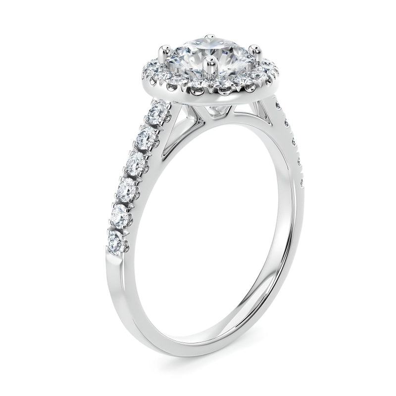 Anillo de compromiso en halo con brillante de 2ct en corte round