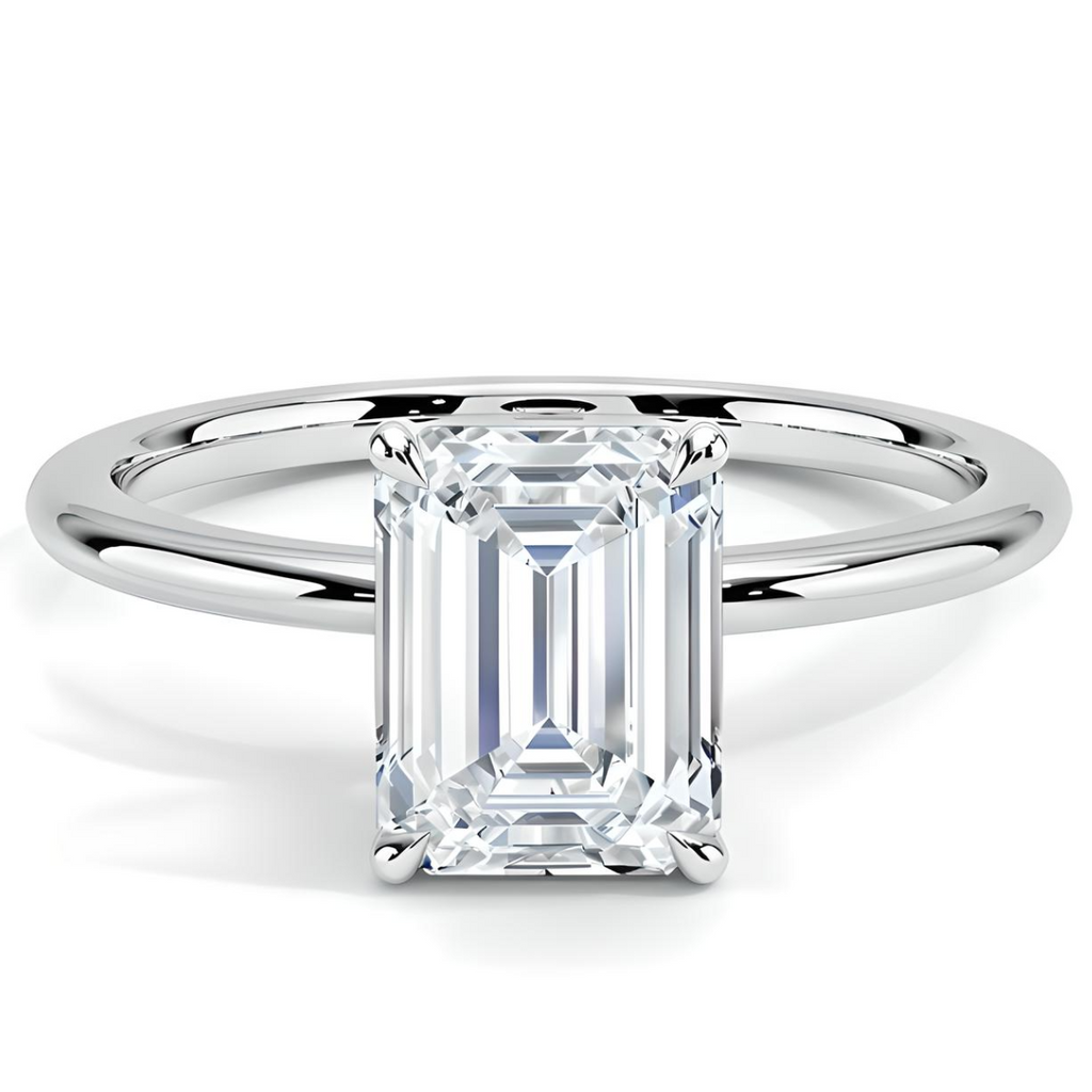 Anillo diamante corte esmeralda clearance
