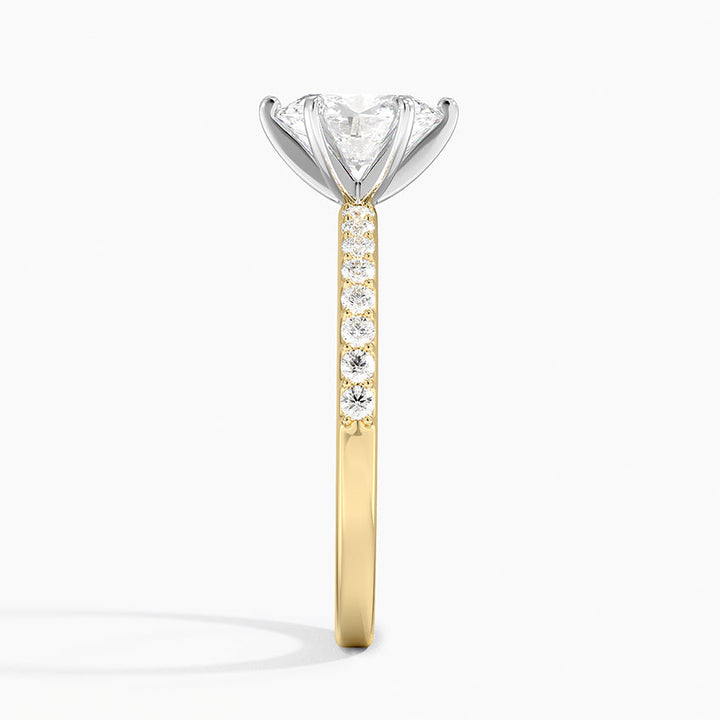 Anillo de compromiso bi color (1,0 + 0,22 ct) - Oval Cut