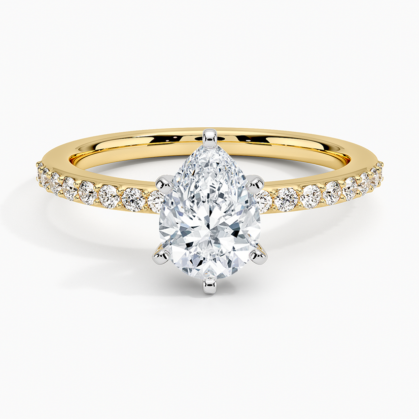 Anillo de compromiso bi color (1,0 + 0,22 ct) - Pear Cut