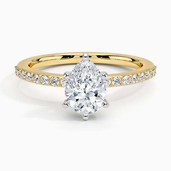 Anillo de compromiso bi color (1,0 + 0,22 ct) - Pear Cut