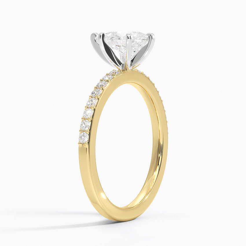 Anillo de compromiso bi color (1,0 + 0,22 ct) - Pear Cut