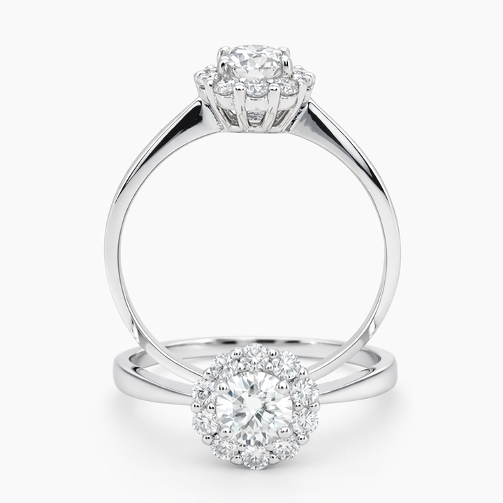 Anillo Con Halo De Brillantes