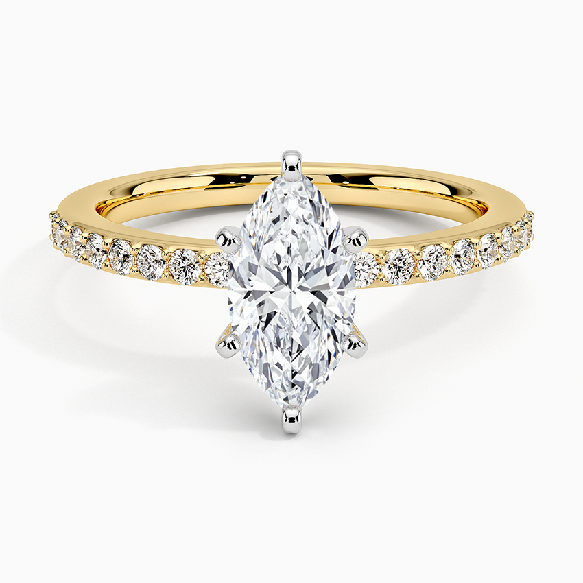 Anillo de compromiso bi color (1,0 + 0,22 ct) - Marquise Cut