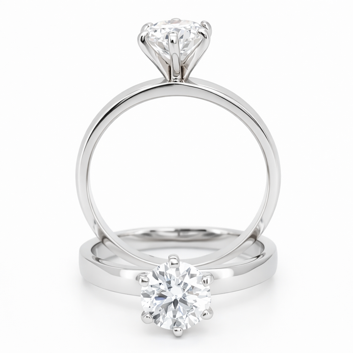 ANILLO DE COMPROMISO  SOLITARIO DEVENITE - PLATA LEY RODINADA Y MOISSANITAS