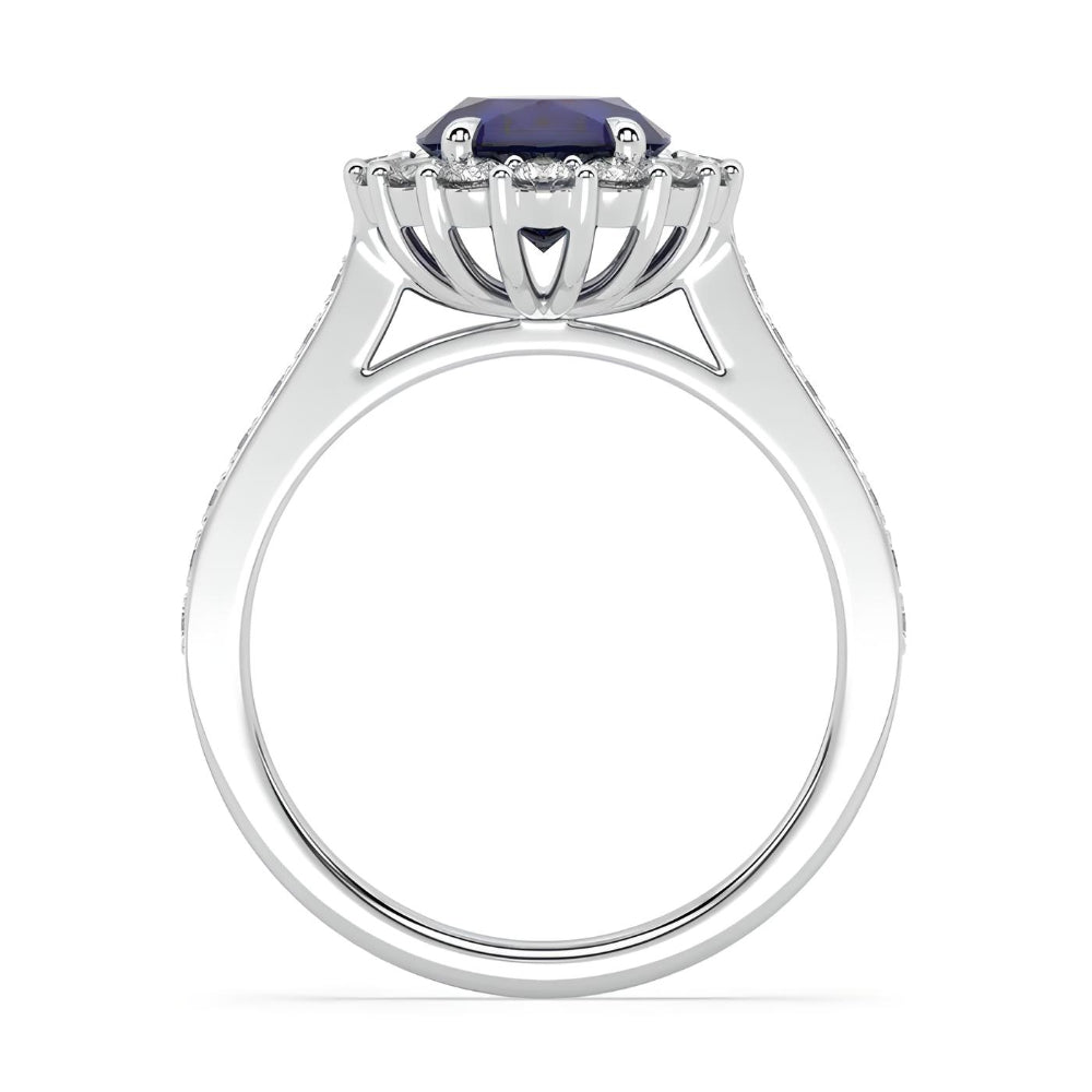 Clásico Anillo de compromiso con zafiro oval natural