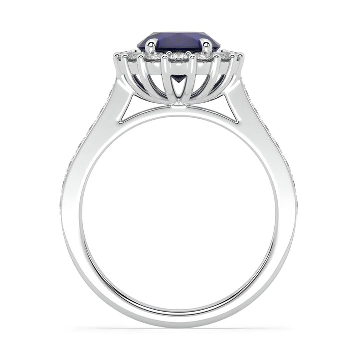 Clásico Anillo de compromiso con zafiro oval natural