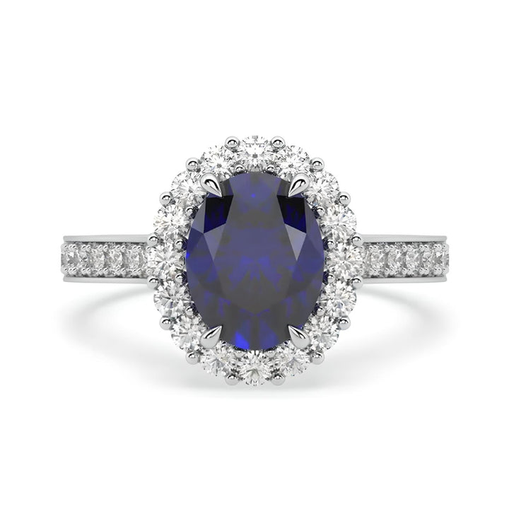Clásico Anillo de compromiso con zafiro oval natural