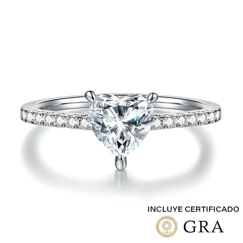 Anillo con brillante corte heart 1ct