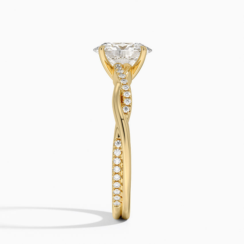 anillo de compromiso estilo trenzado (1,0 + 0,12 ct) Personalizado - Oval Cut