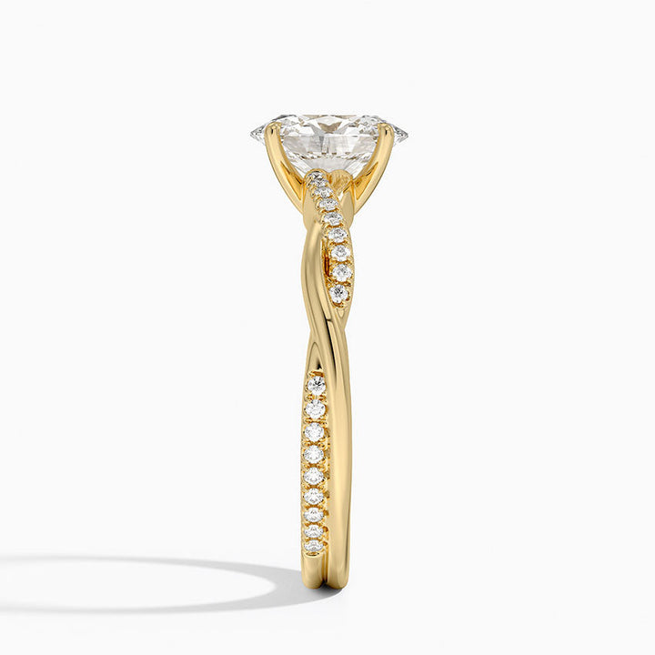 anillo de compromiso estilo trenzado (1,0 + 0,12 ct) Personalizado - Oval Cut