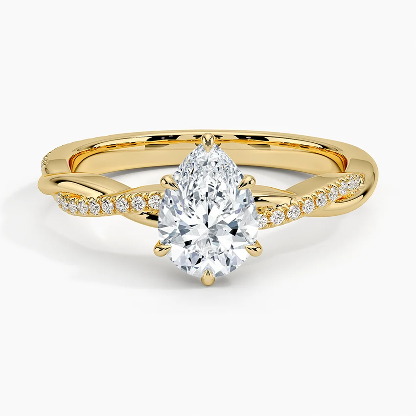 anillo de compromiso estilo trenzado (1,0 + 0,12 ct) Personalizado - Pear Cut