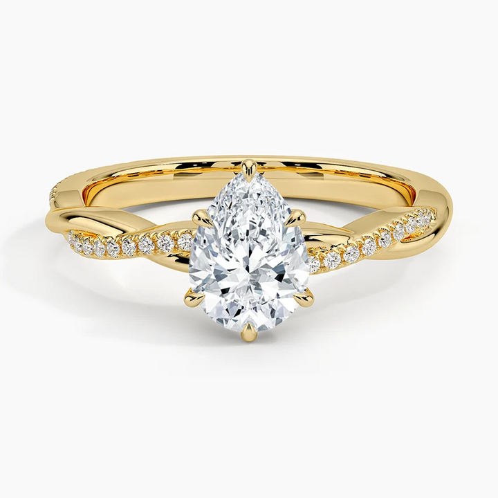 anillo de compromiso estilo trenzado (1,0 + 0,12 ct) Personalizado - Pear Cut