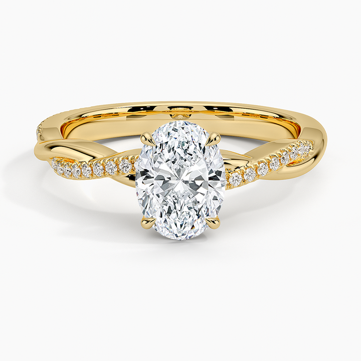 anillo de compromiso estilo trenzado (1,0 + 0,12 ct) Personalizado - Oval Cut
