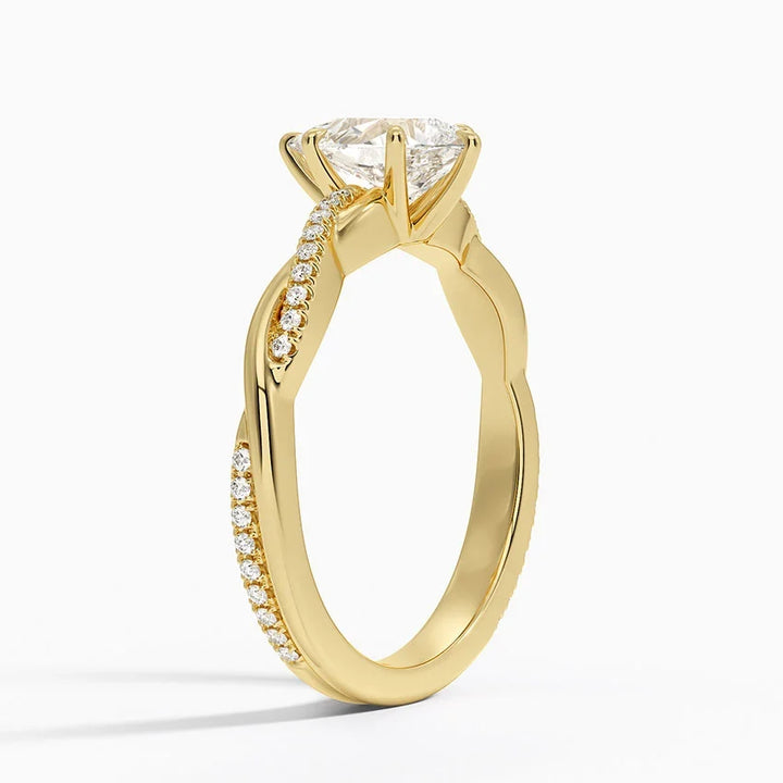 anillo de compromiso estilo trenzado (1,0 + 0,12 ct) Personalizado - Pear Cut