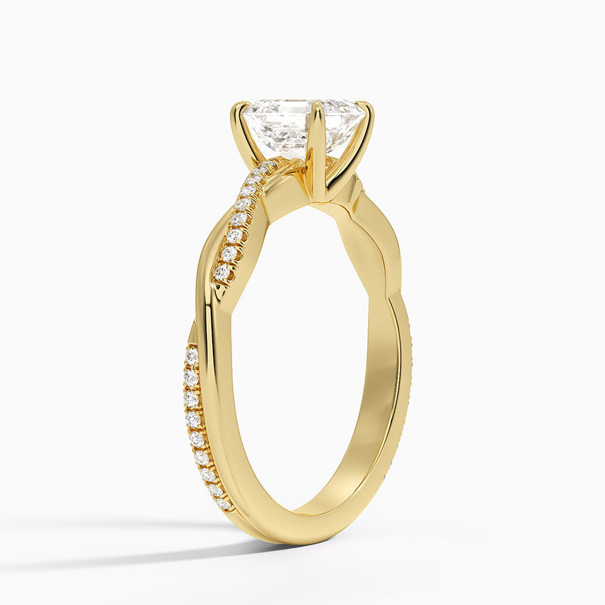 anillo de compromiso estilo trenzado (1,0 + 0,12 ct) Personalizado - Asscher Cut