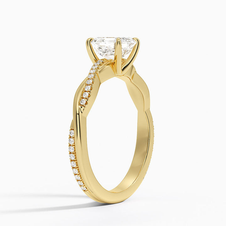 anillo de compromiso estilo trenzado (1,0 + 0,12 ct) Personalizado - Asscher Cut