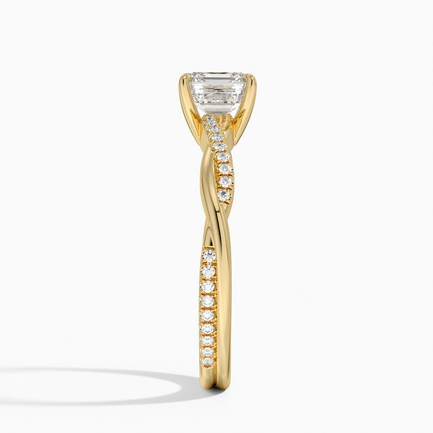 anillo de compromiso estilo trenzado (1,0 + 0,12 ct) Personalizado - Asscher Cut