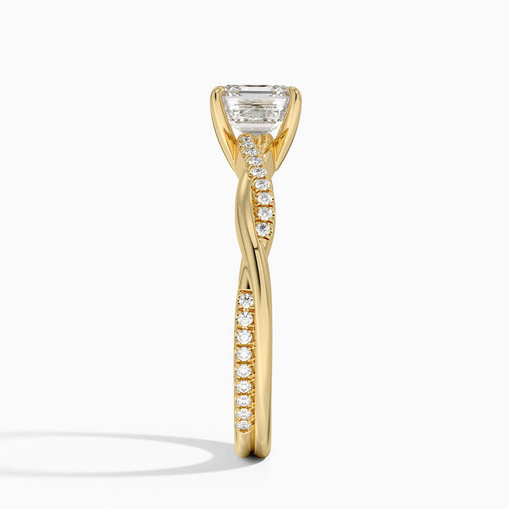 anillo de compromiso estilo trenzado (1,0 + 0,12 ct) Personalizado - Asscher Cut