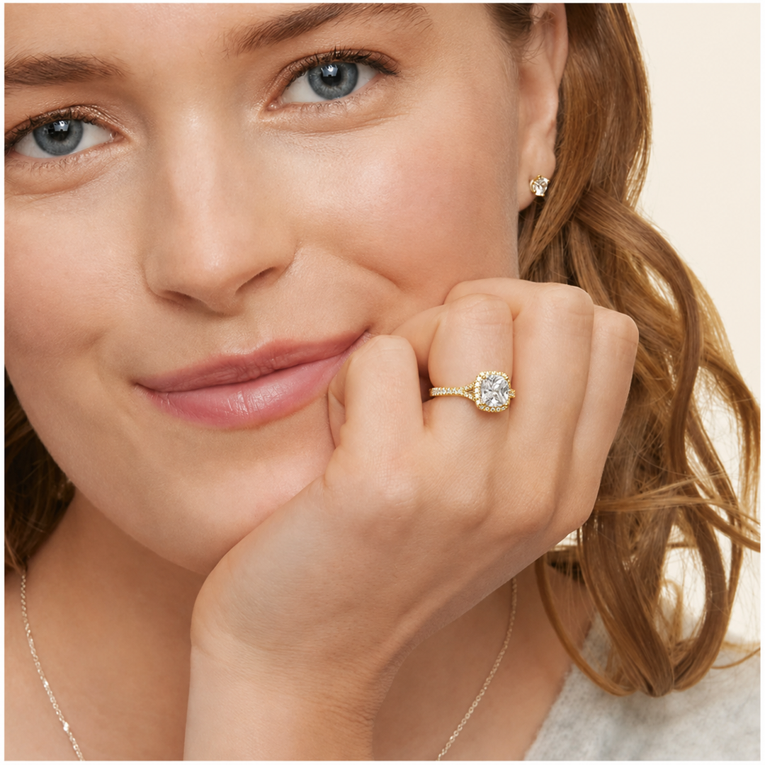 Anillo 100% moissanita con brillante de 3 ct. - Oro y Platino