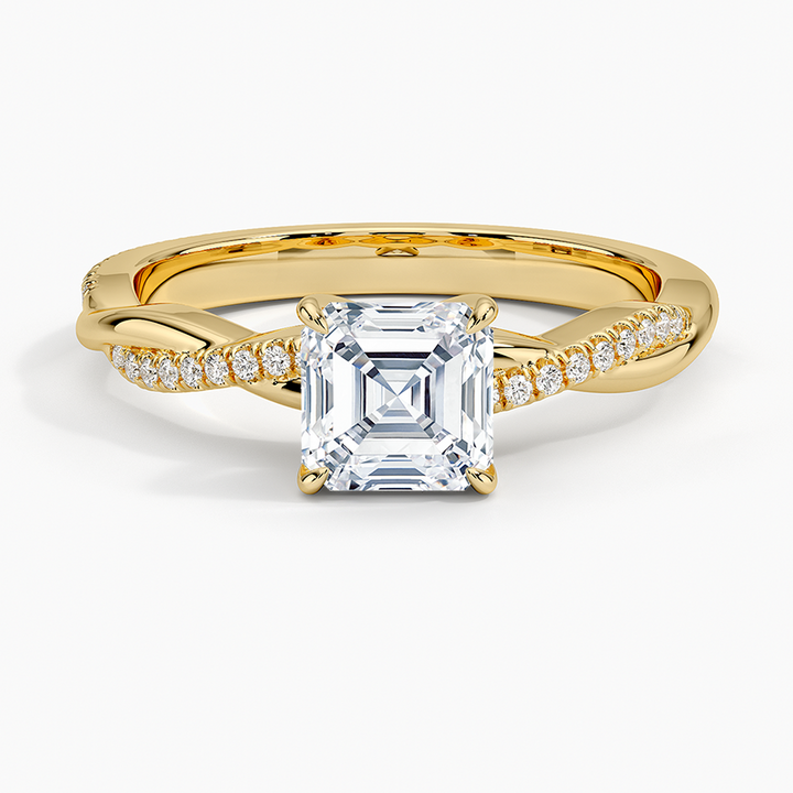 anillo de compromiso estilo trenzado (1,0 + 0,12 ct) Personalizado - Asscher Cut