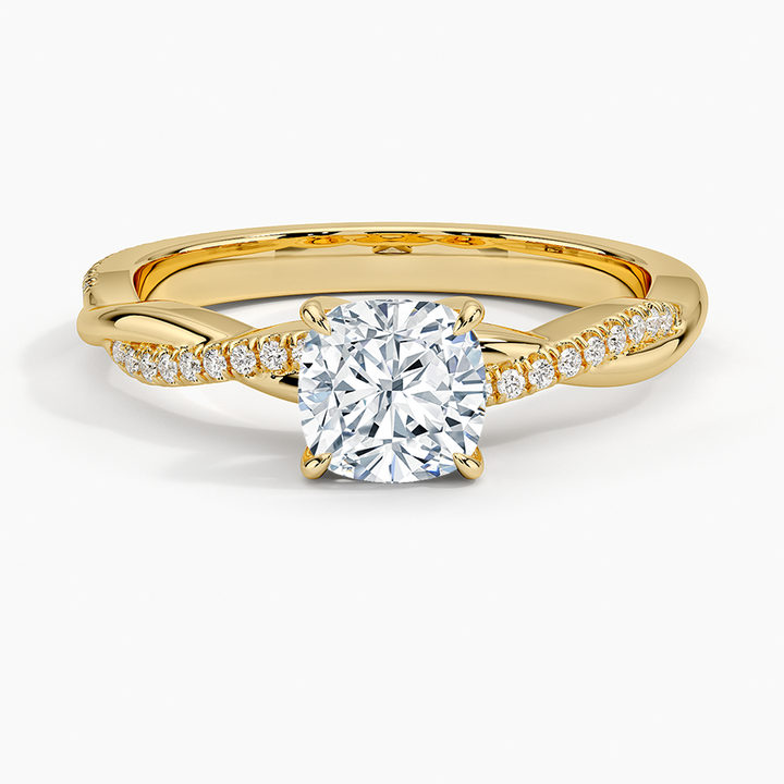 anillo de compromiso estilo trenzado (1,0 + 0,12 ct) Personalizado - Cushion Cut
