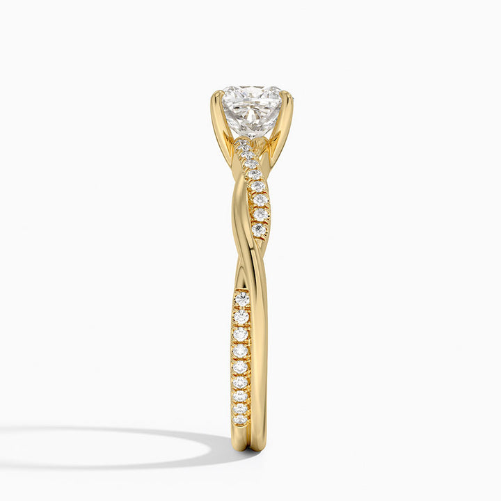 anillo de compromiso estilo trenzado (1,0 + 0,12 ct) Personalizado - Cushion Cut