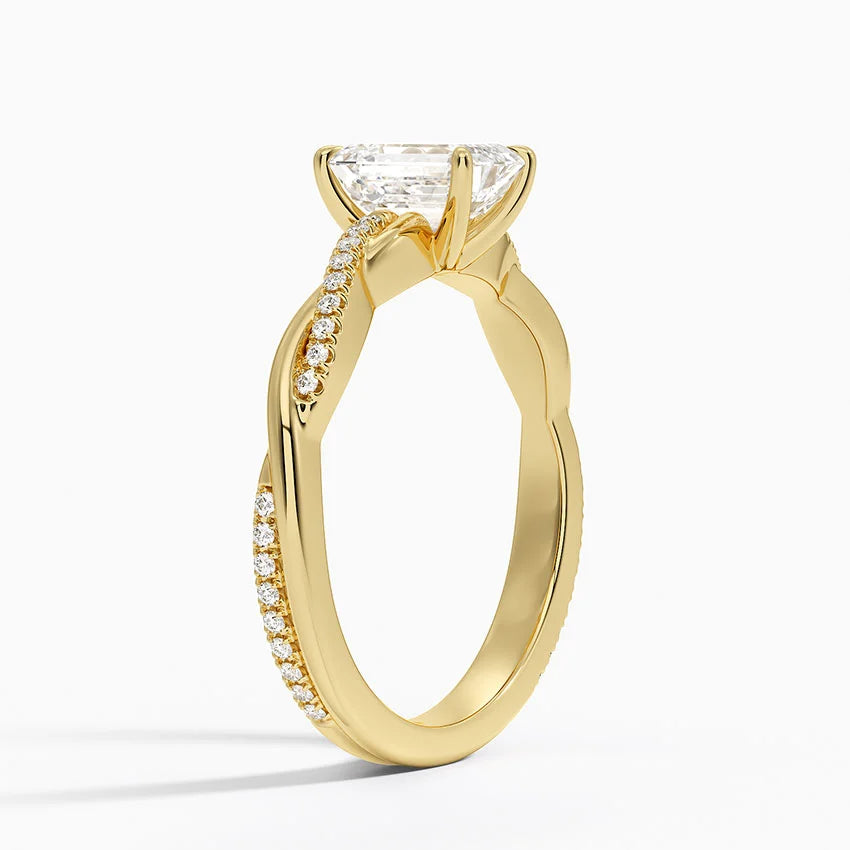 anillo de compromiso estilo trenzado (1,0 + 0,12 ct) Personalizado - Emerald Cut