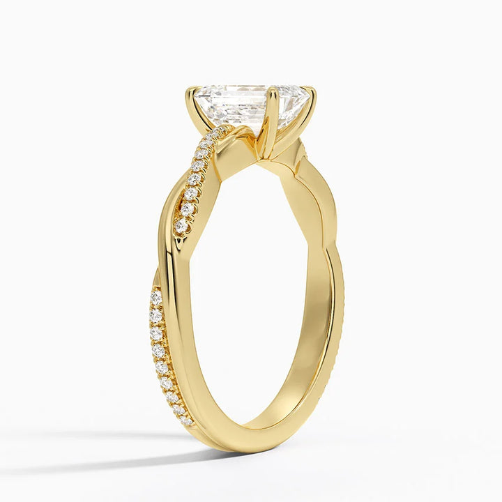 anillo de compromiso estilo trenzado (1,0 + 0,12 ct) Personalizado - Emerald Cut