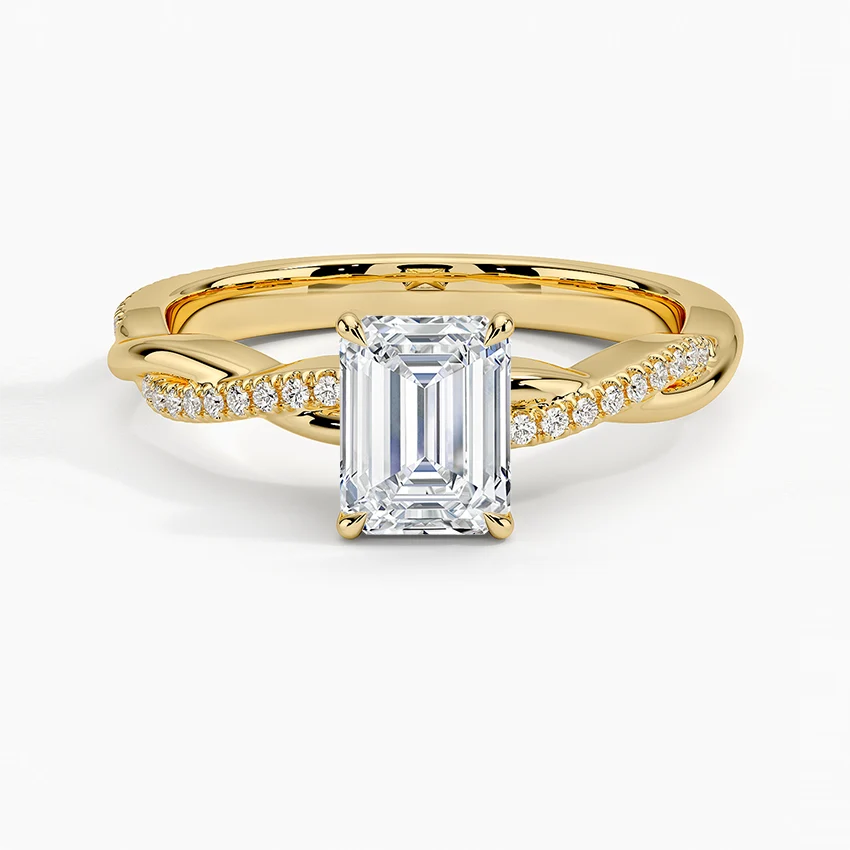 anillo de compromiso estilo trenzado (1,0 + 0,12 ct) Personalizado - Emerald Cut