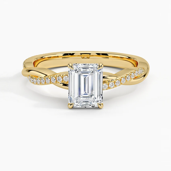 anillo de compromiso estilo trenzado (1,0 + 0,12 ct) Personalizado - Emerald Cut