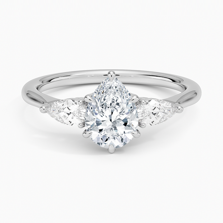 ANILLO DE COMPROMISO DE TRES PIEDRAS (1,0 +0,37 ct )PERSONALIZADOS - Pear Cut