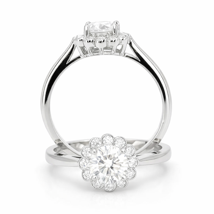 Anillo Con Halo De Brillantes 0.8 ct