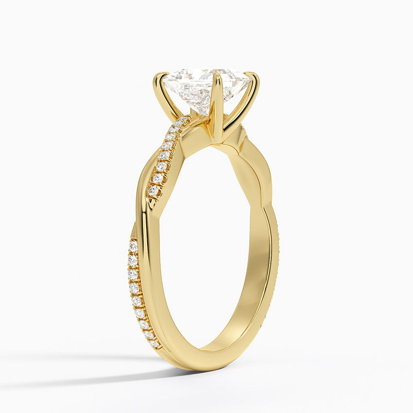 anillo de compromiso estilo trenzado (1,0 + 0,12 ct) Personalizado - Princess Cut