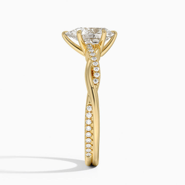 anillo de compromiso estilo trenzado (1,0 + 0,12 ct) Personalizado - Pear Cut
