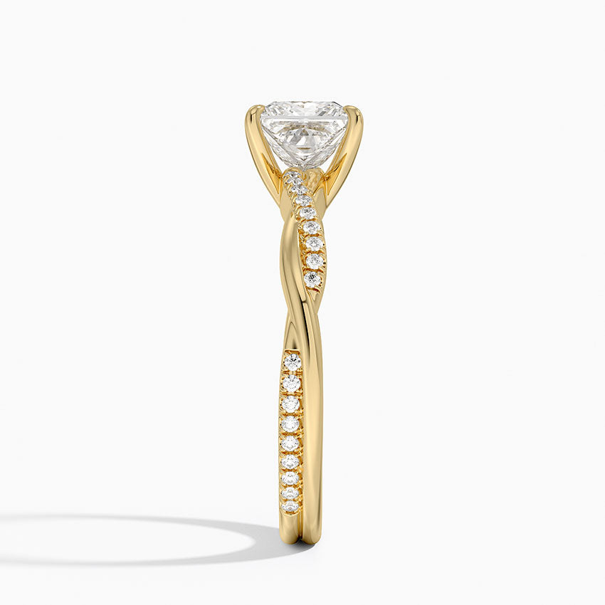 anillo de compromiso estilo trenzado (1,0 + 0,12 ct) Personalizado - Princess Cut