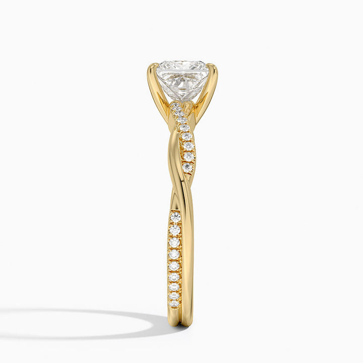 anillo de compromiso estilo trenzado (1,0 + 0,12 ct) Personalizado - Princess Cut