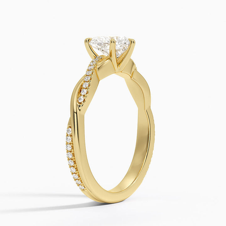 anillo de compromiso estilo trenzado (1,0 + 0,12 ct) Personalizado - Heart Cut