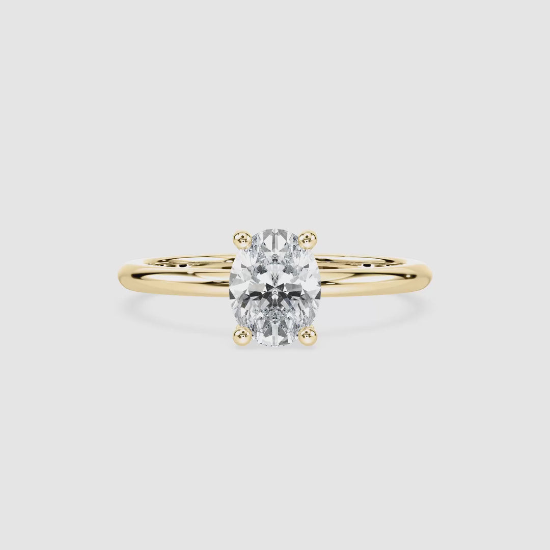 Anillo de compromiso solitario (1,0 + 0,06 ct) personalizado - Oval Cut