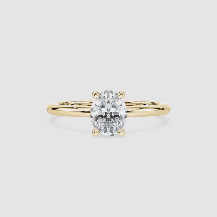Anillo de compromiso solitario (1,0 + 0,06 ct) personalizado - Oval Cut