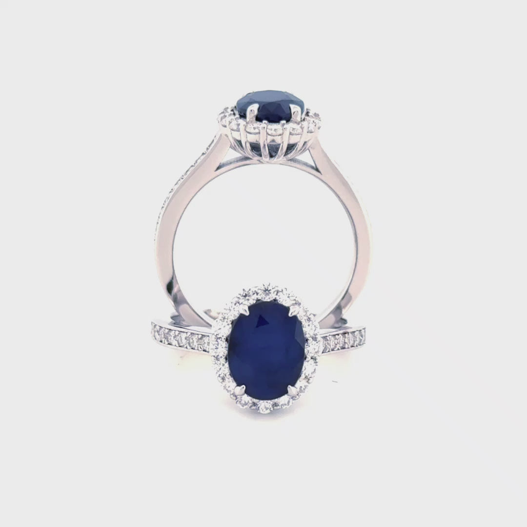Clásico Anillo de compromiso con zafiro oval natural