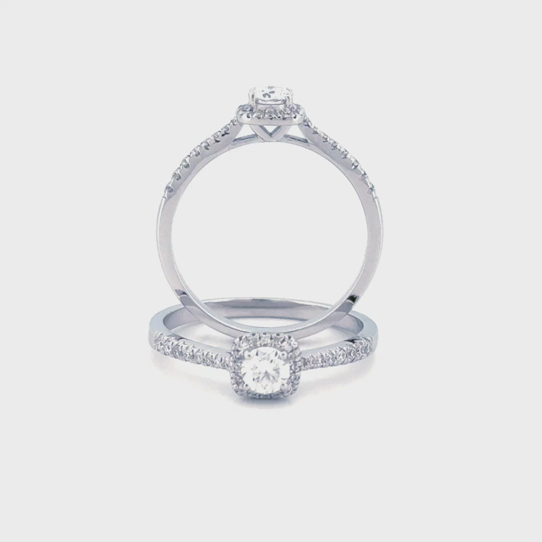 Anillo de compromiso minimalista de brillantes moissanita