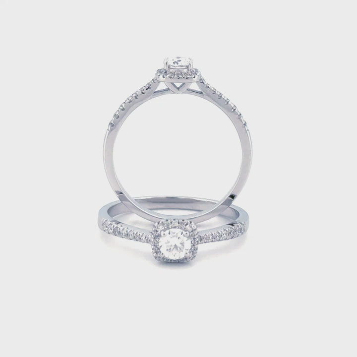 Anillo de compromiso minimalista de brillantes moissanita