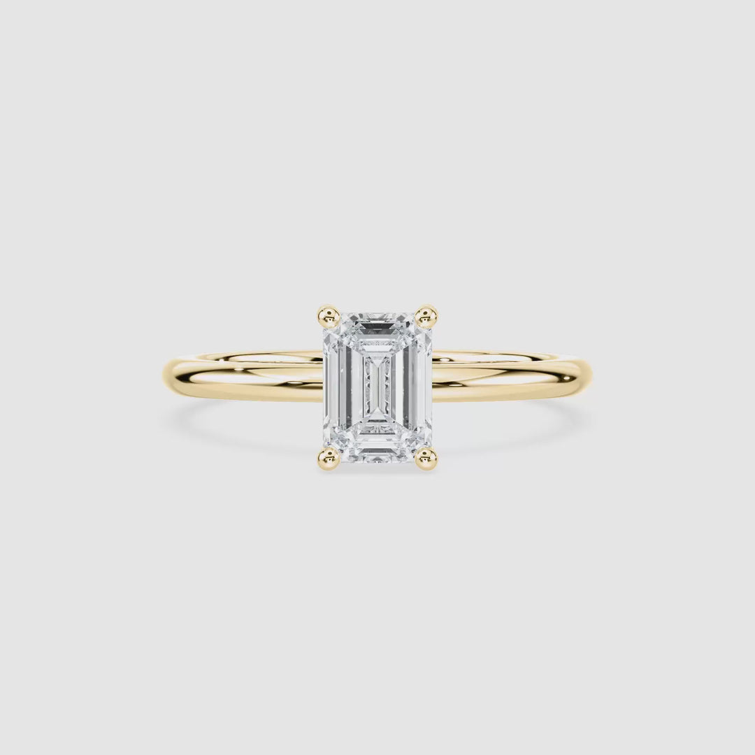 Anillo de compromiso solitario (1,0 + 0,06 ct) personalizado - Emerald Cut