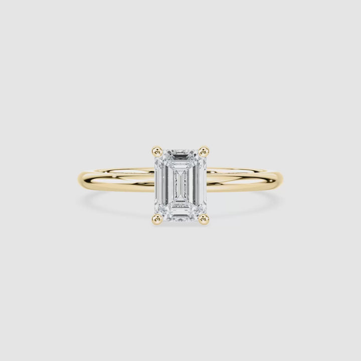 Anillo de compromiso solitario (1,0 + 0,06 ct) personalizado - Emerald Cut
