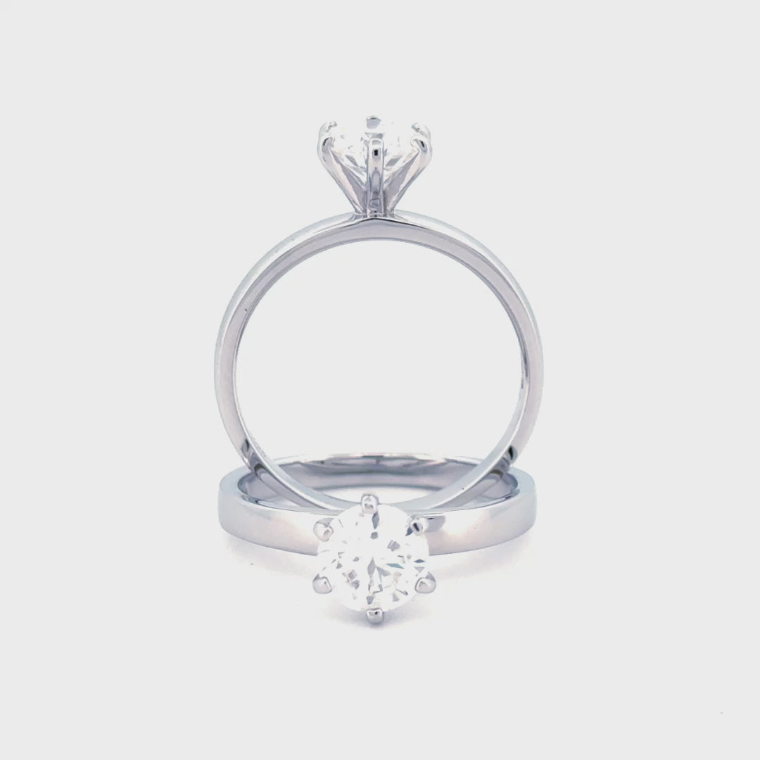 ANILLO DE COMPROMISO  SOLITARIO DEVENITE - PLATA LEY RODINADA Y MOISSANITAS