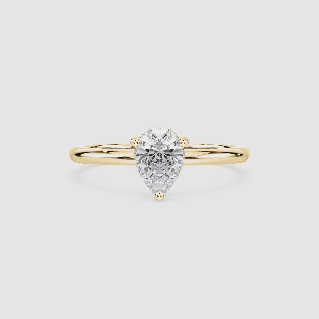 Anillo de compromiso solitario (1,0 + 0,06 ct) personalizado - Pear Cut